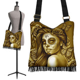 Calavera Fresh Look Design #2 Cross-Body Boho Handbag (Hazel Sparkle & Shine Rose) - FREE SHIPPING