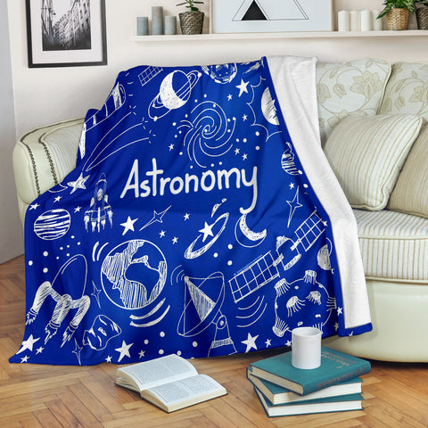 Astronomy Chalkboard Throw Blanket (Midnight Blue) - FREE SHIPPING
