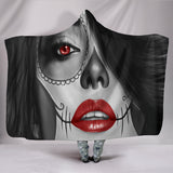 Calavera Fresh Look Design #4 Hooded Blanket (Red) - FREE SHIPPING