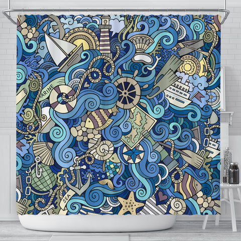 Nautical Design Shower Curtain (Marina) - FREE SHIPPING