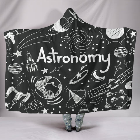Astronomy Chalkboard Hooded Blanket Black - FREE SHIPPING