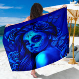 Calavera Fresh Look Design #2 Sarong (Blue Elusive Rose) - FREE SHIPPING