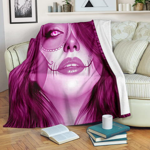 Calavera Fresh Look Design #3 Throw Blanket (Pink Mystic Topaz) - FREE SHIPPING