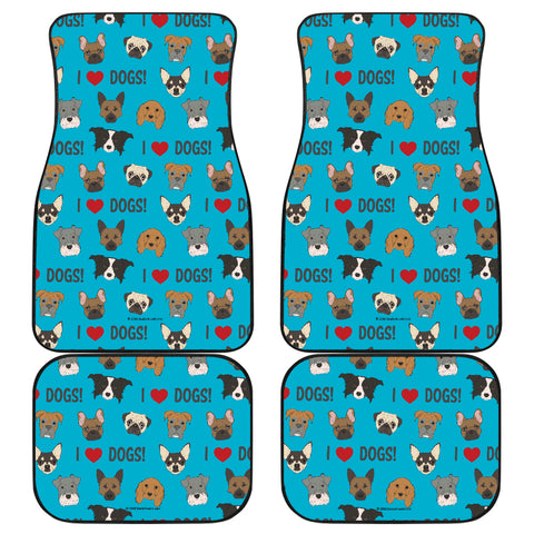 I Love Dogs Car Floor Mats (Richmond SPCA Blue, Front & Back) - FREE SHIPPING