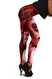 Calavera Fresh Look Design #2 Leggings (Red Freedom Rose) - FREE SHIPPING