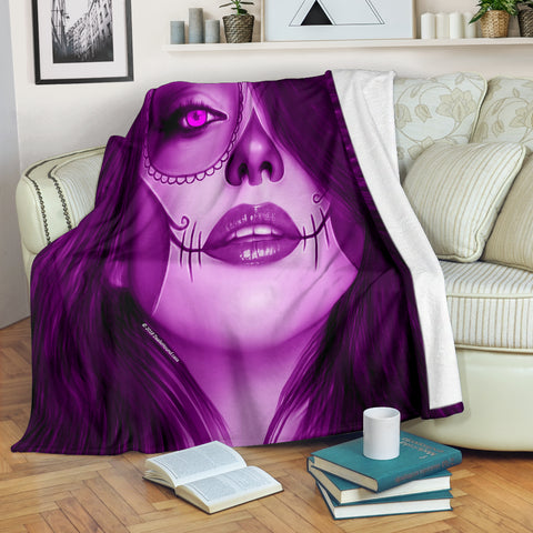 Calavera Fresh Look Design #3 Throw Blanket (Purple Amethyst) - FREE SHIPPING