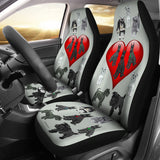 I Love Schnauzers Car Seat Covers (Silver Martin, With Heart)  - FREE SHIPPING