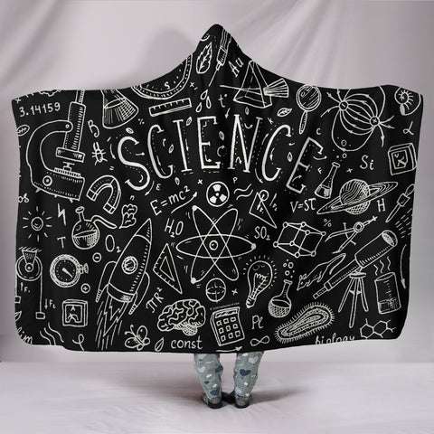 Science Chalkboard Hooded Blanket Black - FREE SHIPPING