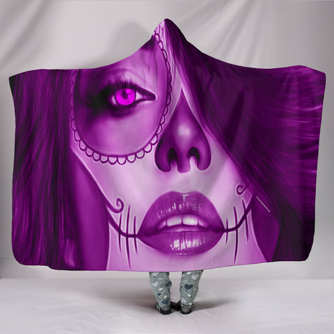 Calavera Fresh Look Design #3 Hooded Blanket (Purple Amethyst) - FREE SHIPPING
