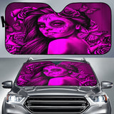 Calavera Fresh Look Design #2 Auto Sun Shade (Pink Easy On The Eyes Rose) - FREE SHIPPING