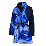 Calavera Fresh Look Design #3 Women's Bathrobe (Blue Lapis Lazuli) - FREE SHIPPING