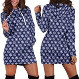 Ugly Christmas Sweater Hoodie Dress - Snowflakes Design #4 (Dark Blue) - For Small To Plus Size Divas - FREE SHIPPING