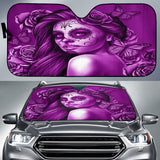 Calavera Fresh Look Design #2 Auto Sun Shade (Purple Night Owl Rose) - FREE SHIPPING