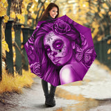 Calavera Fresh Look Design #2 Umbrella (Purple Night Owl Rose) - FREE SHIPPING