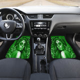Calavera Fresh Look Design #2 Car Floor Mats (Green Lime Rose, Front & Back) - FREE SHIPPING
