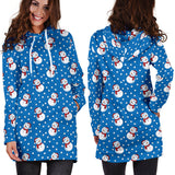 Ugly Christmas Sweater Hoodie - Snowmen Design #1 (Blue) - For Small To Plus Size Divas - FREE SHIPPING