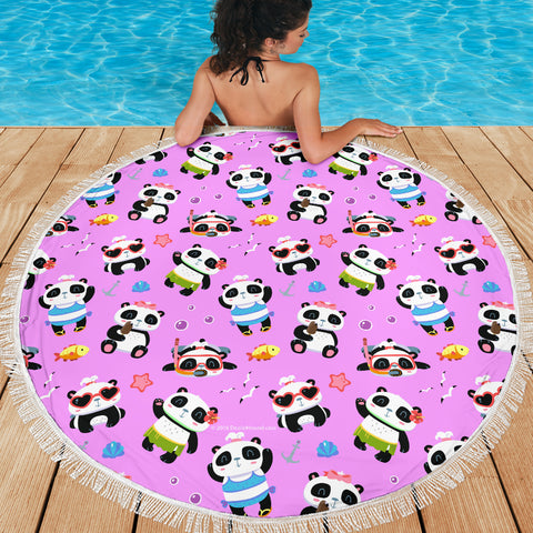 Cute Pandas Design #1 Beach Blanket (Pinka) - FREE SHIPPING