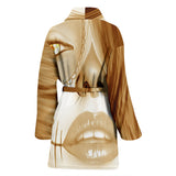 Calavera Fresh Look Design #3 Women's Bathrobe (Honey Tiger's Eye) - FREE SHIPPING