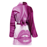 Calavera Fresh Look Design #3 Women's Bathrobe (Pink Mystic Topaz) - FREE SHIPPING