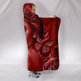 Calavera Fresh Look Design #2 Hooded Blanket (Red Freedom Rose) - FREE SHIPPING