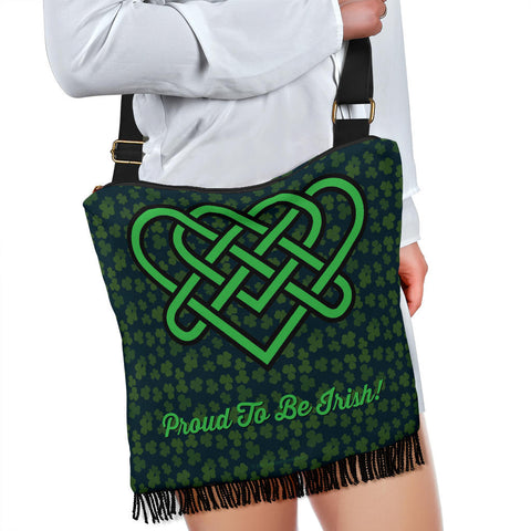 Celtic Knot Proud To Be Irish Design #4 Cross-Body Boho Handbag - FREE SHIPPING