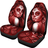 Calavera Fresh Look Design #2 Car Seat Covers (Red Freedom Rose) - FREE SHIPPING