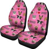I Love Dogs Car Seat Covers (Richmond SPCA Dark Pink) - FREE SHIPPING
