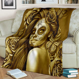 Calavera Fresh Look Design #2 Throw Blanket (Hazel Sparkle & Shine Rose) - FREE SHIPPING