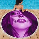 Calavera Fresh Look Design #3 Beach Blanket (Purple Amethyst) - FREE SHIPPING
