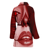 Calavera Fresh Look Design #3 Women's Bathrobe (Red Garnet) - FREE SHIPPING