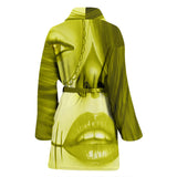 Calavera Fresh Look Design #3 Women's Bathrobe (Yellow Chrysoberyl) - FREE SHIPPING