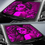Calavera Fresh Look Design #2 Auto Sun Shade (Pink Easy On The Eyes Rose) - FREE SHIPPING