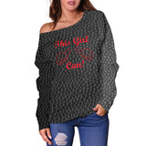 This Girl Can Women's Off-Shoulder Sweater (Red On Black) - FREE SHIPPING