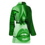 Calavera Fresh Look Design #3 Women's Bathrobe (Green Emerald) - FREE SHIPPING