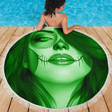 Calavera Fresh Look Design #3 Beach Blanket (Green Emerald) - FREE SHIPPING