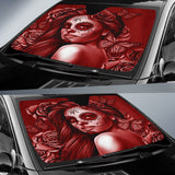 Calavera Fresh Look Design #2 Auto Sun Shade (Red Freedom Rose) - FREE SHIPPING