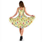 Cocktail Drinks Party Midi Dress (Yellow) - FREE SHIPPING