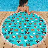 I Love Dogs Beach Blanket (FPD Cyan) - FREE SHIPPING
