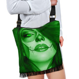 Calavera Fresh Look Design #3 Cross-Body Boho Handbag (Green Emerald) - FREE SHIPPING