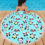 Cute Pandas Design #1 Beach Blanket (Blue) - FREE SHIPPING