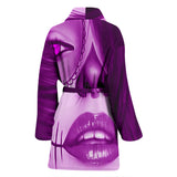 Calavera Fresh Look Design #3 Women's Bathrobe (Purple Amethyst) - FREE SHIPPING