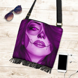 Calavera Fresh Look Design #3 Cross-Body Boho Handbag (Purple Amethyst) - FREE SHIPPING