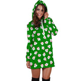 Ugly Christmas Sweater Hoodie Dress - Santa Claus Design #1 (Green) - For Small To Plus Size Divas - FREE SHIPPING