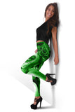Calavera Fresh Look Design #2 Leggings (Green Lime Rose) - FREE SHIPPING