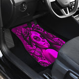 Calavera Fresh Look Design #2 Car Floor Mats (Pink Easy On The Eyes Rose, Front & Back) - FREE SHIPPING
