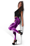Calavera Fresh Look Design #2 Leggings (Purple Night Owl Rose) - FREE SHIPPING