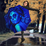 Calavera Fresh Look Design #2 Umbrella (Blue Elusive Rose) - FREE SHIPPING