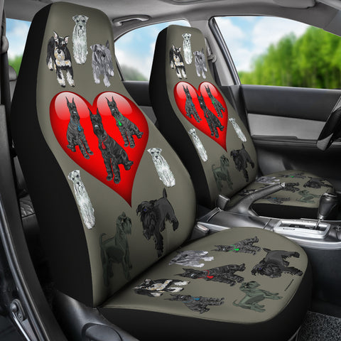 I Love Schnauzers Car Seat Covers (Sharkskin, With Heart)  - FREE SHIPPING