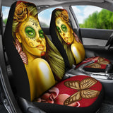 Calavera Fresh Look Design #2 Car Seat Covers (Yellow Smiley Face Rose) - FREE SHIPPING