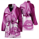 Calavera Fresh Look Design #3 Women's Bathrobe (Pink Mystic Topaz) - FREE SHIPPING